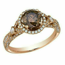 2Ct Chocolate &amp; White Diamond Engagement Anniversary Ring 14K White Gold Plated - £92.47 GBP