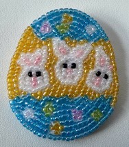 Easter Bunny Egg Brooch Pin Beaded Pastel Seed Beads Artisan Handcrafted... - £15.72 GBP
