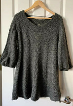 Free People Sweater cable knit Tunic Gray Womens Size S bell sleeves - $47.03