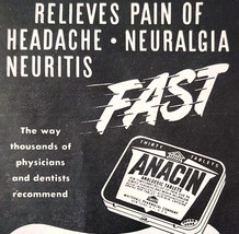 1952 Anacin Analgesic Pain Relief Medical Advertisement Whitehall Medici... - $386.56 MXN