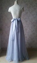 Gray High Slit Maxi Tulle Skirt Wedding Party Custom Plus Size Tulle Skirt image 4