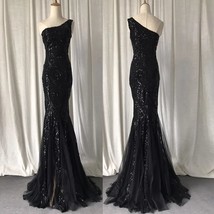 One  Black Evening Dresses  Sequin Prom Gown Glitter Pattern  Long Formal Party  - £101.33 GBP
