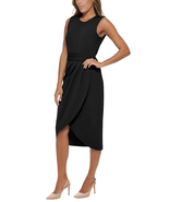 NEW CALVIN KLEIN BLACK  CAREER MIDI  PLEATED SHEATH DRESS SIZE 16 $159 - $89.99