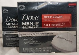 (2 Ct) Dove Men+Care Men&#39;s Bar Soap Pack, Deep Clean 3-in-1 Exfoliating, 12 BARS - £38.83 GBP