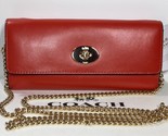 Authentic Coach F53890 Leather Turnlock Slim Chain Wallet in Carmine (re... - $126.72