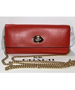 Authentic Coach F53890 Leather Turnlock Slim Chain Wallet in Carmine (re... - £100.73 GBP