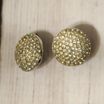 vintage Trifari crystal dome rhinestone round earrings - $19.79
