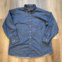 Chaps Ralph Lauren Shirt Blue Mens Size Large Denim Long Sleeve Button Down - £19.56 GBP