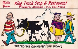 King Truck Stop Pinckard Alabama AL Cows Ugly smile Cattle Comic Postcar... - £2.33 GBP