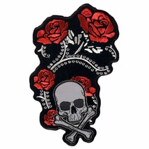 Hot Leathers Foil Roses &amp; Skull Patch (4&quot; Width x 3&quot; Height) - £8.78 GBP