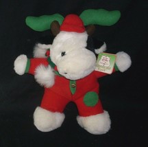 12&quot; Vintage Christmas Kuddle Me Toys Cow Reindeer Stuffed Animal Plush Toy W Tag - £26.14 GBP