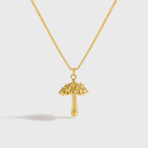 Vintage Mushroom Charm Pendant 18k Yellow Gold Plated Necklace Gifts 16&quot; - £67.95 GBP