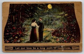 Lovers Couple Stroll Forest Path Under The Moon c1915 To Ott PA Postcard B34 - £5.55 GBP