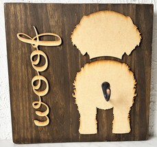 Woof Dog Silhouette Wood Wall Plaque/Sign with Hook Leash &amp; Collar Holder Cute! - £18.92 GBP