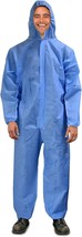 Protective Safety Coveralls with Hood, Clothing, Suit, Blue X-Large - $9.71