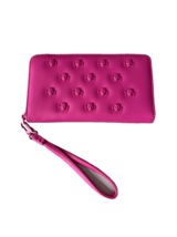 Betsey Johnson Skull Studded Zip Wristlet Wallet Pink - £70.37 GBP