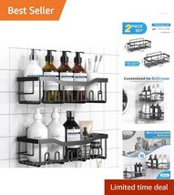Large Capacity Adhesive Shower Caddy Set of 2, Waterproof &amp; Stylish Blac... - $39.55