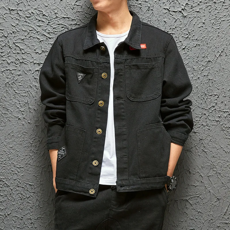 Workwear Jacket Men  Spring And Autumn Fashion Street Trend Loose Korean Black T - £153.29 GBP