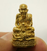 LP Tuad sit on Cobra mini figurine statue Thai blessed Buddha amulet luang poo p - £30.81 GBP