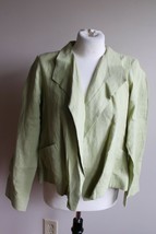 Eileen Fisher SP Lime Green 100% Linen Open Front Lightweight Jacket Top SJ2 - £24.21 GBP