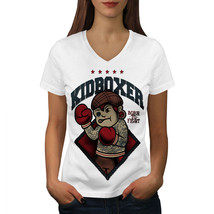 Wellcoda Boxing Fighting Sport Womens V-Neck T-shirt, Born Graphic Design Tee - £15.84 GBP