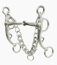 English Saddle Horse Stainless Steel Pelham Bit w/ 5&quot; Snaffle Mouth 2 Re... - £19.45 GBP
