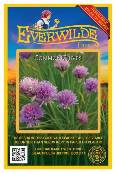 1000 Common Chives Herb Seeds - Everwilde Farms Mylar Seed Packet - £7.59 GBP