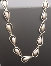 MEXICO 925 Sterling Silver - Vintage Open Frame Teardrop Chain Necklace ... - $185.09