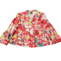 RQT Bright Colorful Floral Design Long Sleeve Big Snap Buttons Size 10 Womens - £17.83 GBP