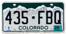 Colorado License Plate- 435-FBQ -Green White Mountains-Expired 1/20 - $9.50