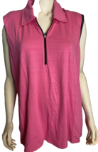 T By Talbots Women&#39;s Knit !/4 Zip Sleeveless Polo Top Pink 3X NWT - £29.78 GBP
