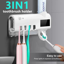 4 Toothbrush Holder Set Uv Light Cleaner Automatic Wall Toothpaste Dispe... - $24.99