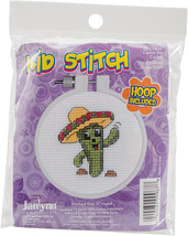 Janlynn/Kid Stitch Mini Counted Cross Stitch Kit 3&quot; Round-Carlos The Cactus (11  - £10.34 GBP