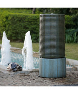 Giant Green Ribbed Tower Fountain &amp; Bird Bath - $5,997.25 MXN