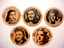 (5) 1940&#39;s Dixie Cup Lids-Famous Women Actresses - $15.00