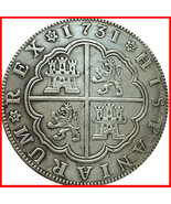 Rare Antique European 1731 Year Spain Spanish 8 Reales Silver Color Coin - $27.90
