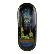 Russian Lacquer Box Eyeglass Case Russian Night Sky on Waterside - $21.49