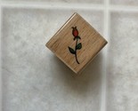 TM Designs Long Stem Red Rose Rubber Stamp Wood Mount Made in USA 1&quot; square - $8.59