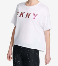 DKNY Womens Sport Sleeveless Relaxed Logo T-Shirt Small White/Plum Chameleon - £30.81 GBP