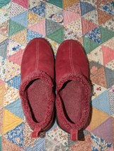 Lands End All Weather Shoes Women&#39;s Size 7 1/2 B Red Suede Sherpa Mules ... - $18.99