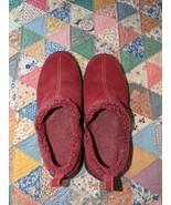 Lands End All Weather Shoes Women&#39;s Size 7 1/2 B Red Suede Sherpa Mules ... - £14.93 GBP