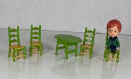 The Littles Mattel Diecast Drop Leaf Green Table Four Chairs Dollhouse W... - £22.06 GBP