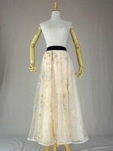 Gold Sparkly Maxi Tulle Skirt Women Custom Plus Size Party Prom Tulle Skirt image 4