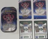 (1) Pokemon (Empty)Tin (1) Art Card &quot;Flamingo&quot; (1) Sticker Sheet (2) Cod... - $10.00