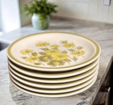 Vintage SPRING BOUQUET 6-Bread Plates Stoneware Japan Dessert Handcrafted Dish - £31.52 GBP