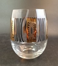 Mid Century Highball Glass Gold and Black Roly Poly MCM Barware Atomic Tiki - $15.84