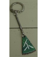 Nice Silver Tone Enameled Key Chain, Great Native Look, VG CONDITION - £5.44 GBP