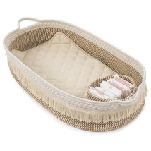 Baby Changing Basket, Handmade Woven Cotton Rope Moses Basket - Brown - £50.83 GBP