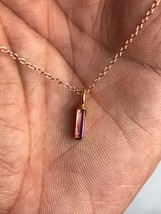 AAA quality dual shade pink tourmaline pendant in 14k hallmarked gold with 925 s - £168.09 GBP