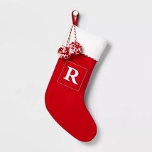Wondershop 21&quot; Faux Wool Monogram initial R Pocket Christmas Stocking Red - £23.91 GBP